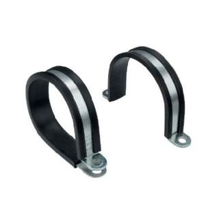 Metal conduit clamp with elastomer coating.